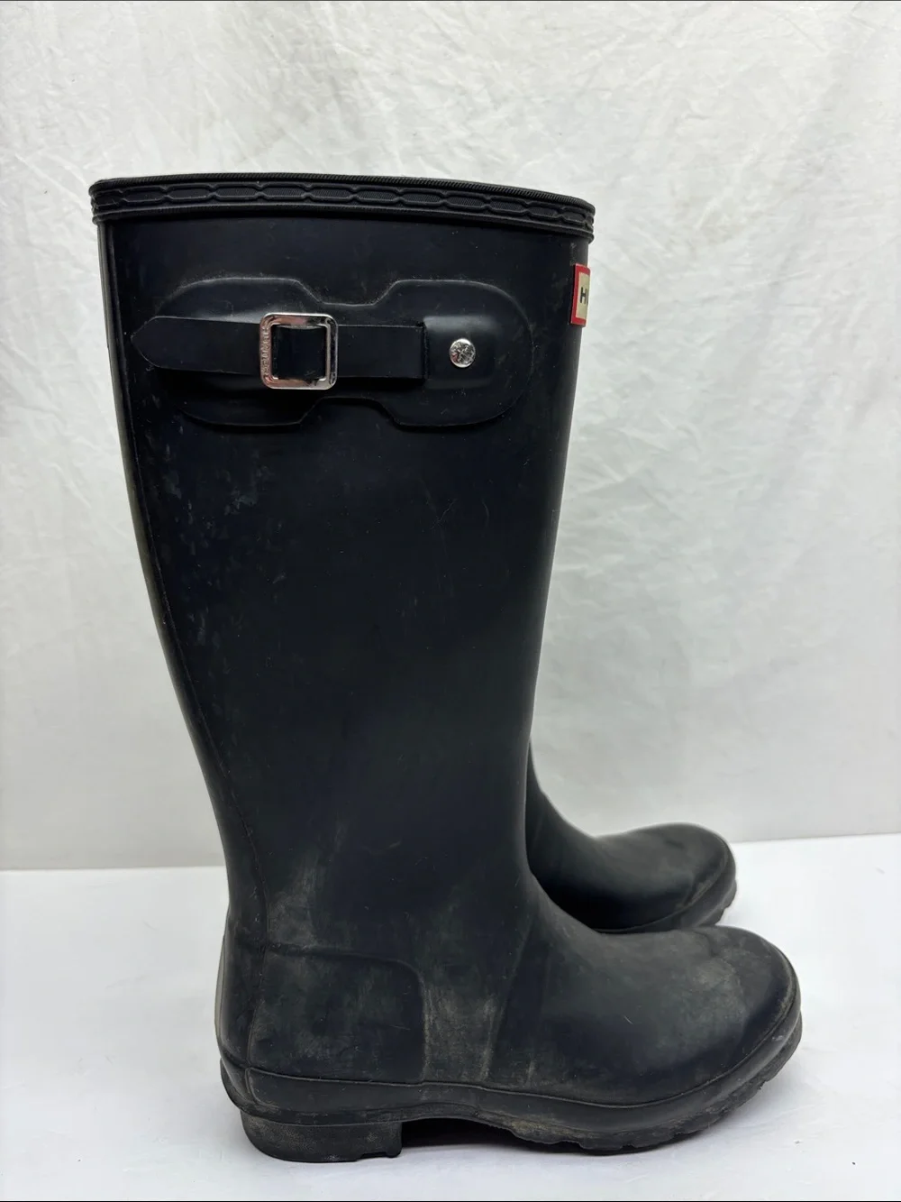 Hunter Black Knee-High Waterproof Rain Boots, SZ 5 for big girl 1(BA)